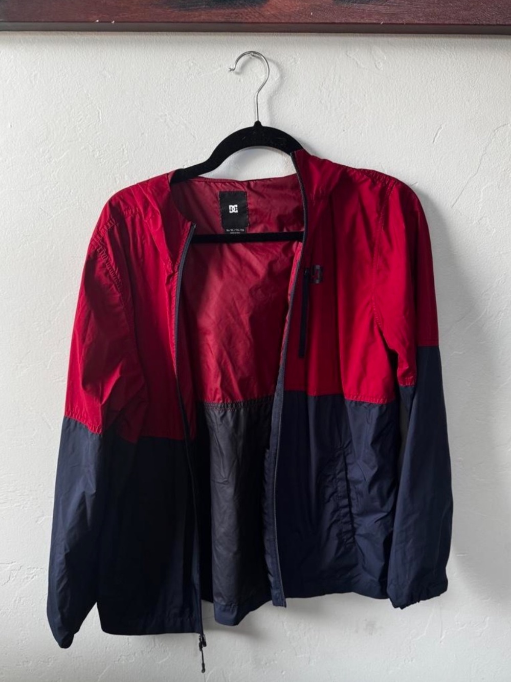 DC Red and Navy Colorblock Kids Windbreaker Jacket